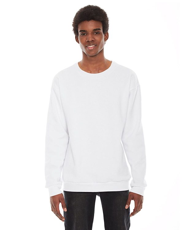 American Apparel Unisex Flex Fleece Drop Shoulder Pullover Crewneck | White Online now