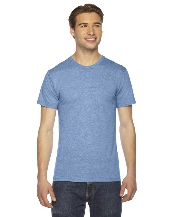 American Apparel Unisex Triblend Short Sleeve Track T-Shirt | Athletic Blue Hot on Sale