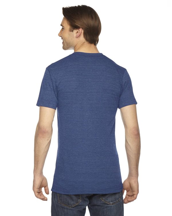 American Apparel Unisex Triblend Short Sleeve Track T-Shirt | Tri Indigo For Sale - Image 2