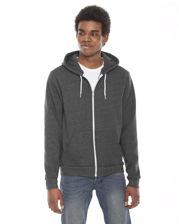 American Apparel Unisex Flex Fleece Zip Hoodie | Dk Heather Grey Supply