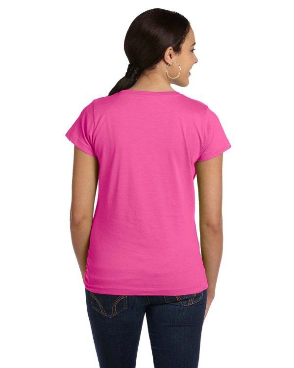 LAT Ladies Fine Jersey Longer Length T-Shirt | Raspberry Online - Image 2