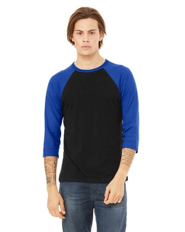 Bella+Canvas Unisex Triblend 3 4-Sleeve Baseball T-Shirt | Black  True Royl Online Hot Sale