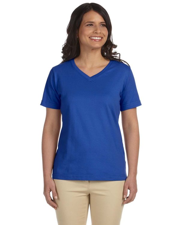 LAT Ladies Combed Cotton V-Neck T-Shirt | Royal For Discount