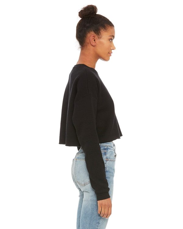 Bella+Canvas Ladies Cropped Fleece Crew | Black Hot on Sale - Image 3