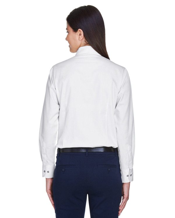 Harriton Ladies Long Sleeve Stain-Release Twill Shirt | White Sale - Image 2