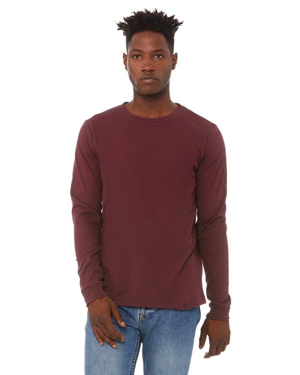 Bella+Canvas Long Sleeve Jersey T-Shirt | Maroon on Sale