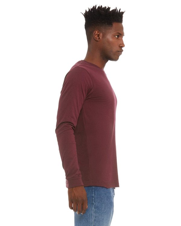 Bella+Canvas Long Sleeve Jersey T-Shirt | Maroon on Sale - Image 3