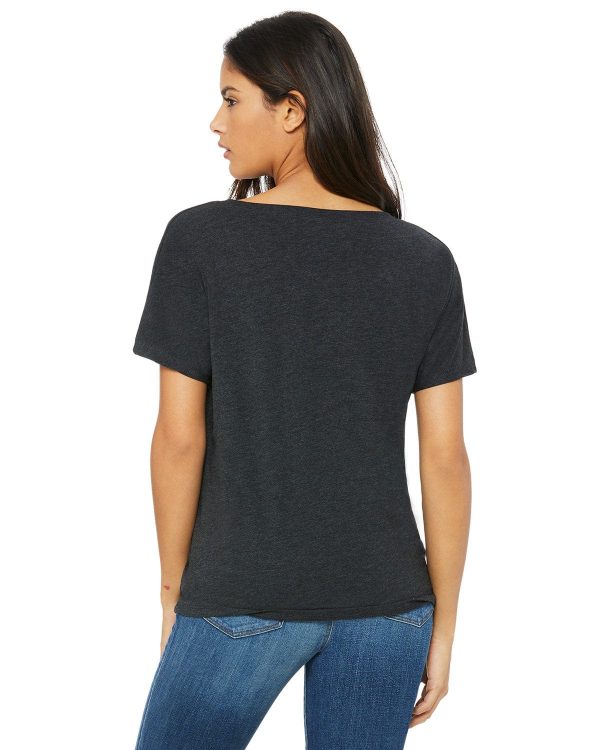 Bella+Canvas Ladies Flowy Simple V-Neck T-Shirt | Char-black Tribd For Cheap - Image 2