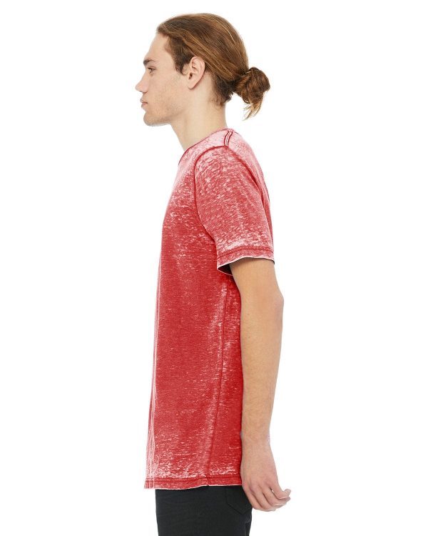 Bella+Canvas Mens Poly-Cotton Short Sleeve T-Shirt | Red Acid Wash For Discount - Image 3