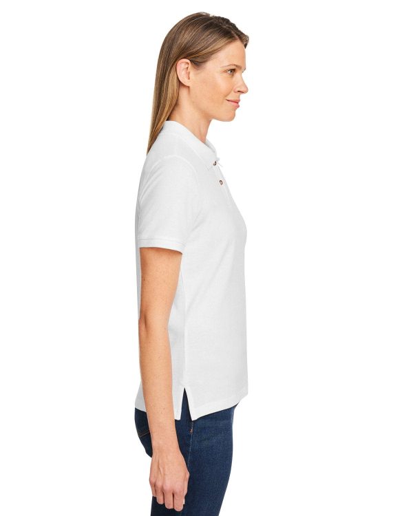 Harriton Ladies Cotton Pique Polo Shirt | White For Cheap - Image 3