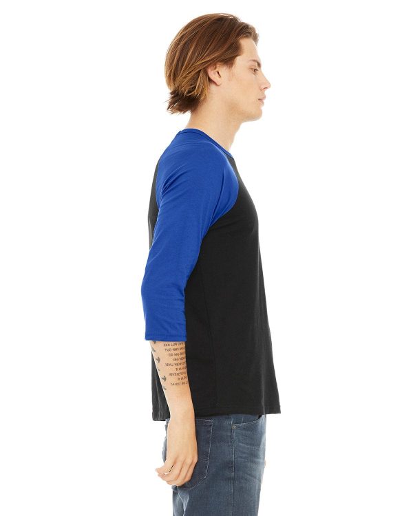 Bella+Canvas Unisex Triblend 3 4-Sleeve Baseball T-Shirt | Black  True Royl Online Hot Sale - Image 3