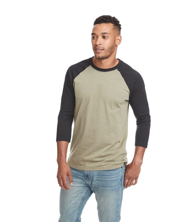 Next Level Unisex CVC 3 4 Sleeve Raglan Baseball T-Shirt | Black  Olive For Cheap