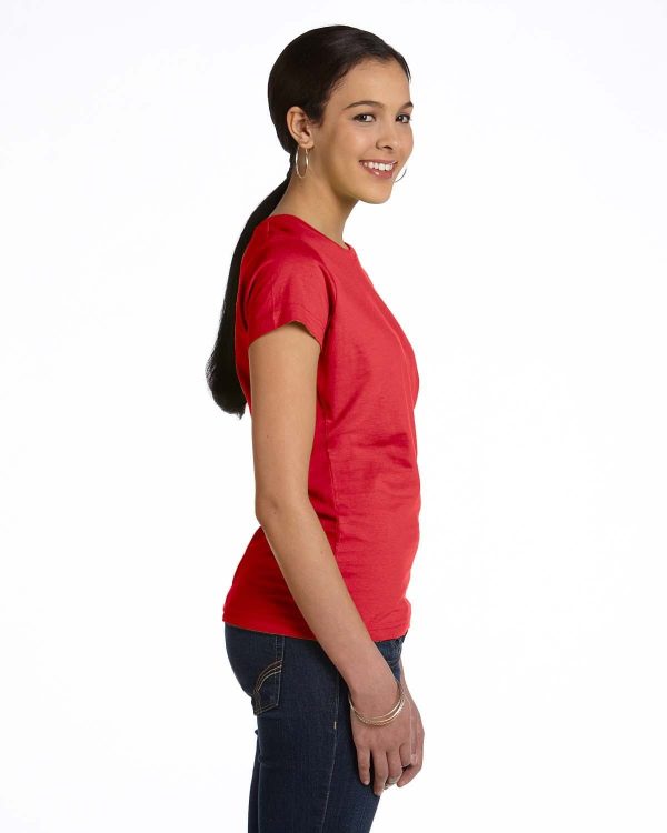LAT Ladies Fine Jersey Longer Length T-Shirt | Red Online Sale - Image 3