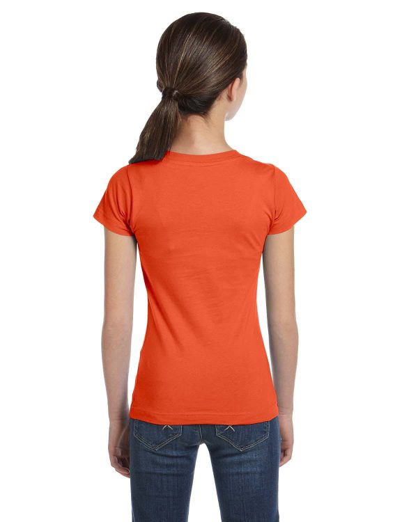 LAT Girls Fine Jersey T-Shirt | Orange For Sale - Image 2