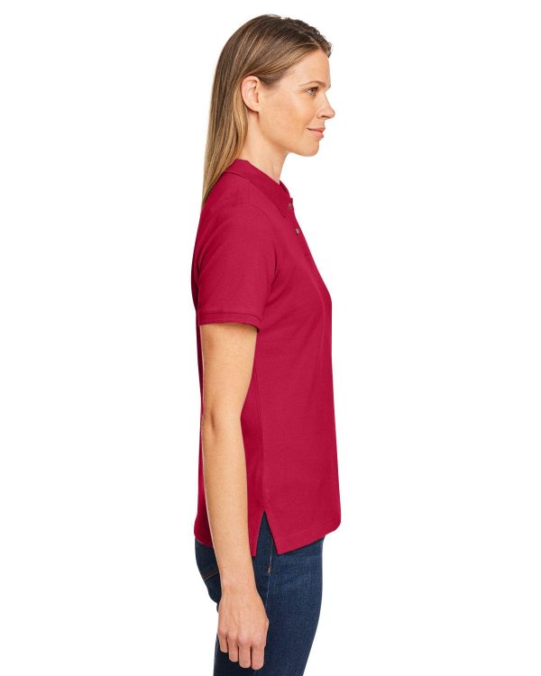 Harriton Ladies Cotton Pique Polo Shirt | Red Online - Image 3