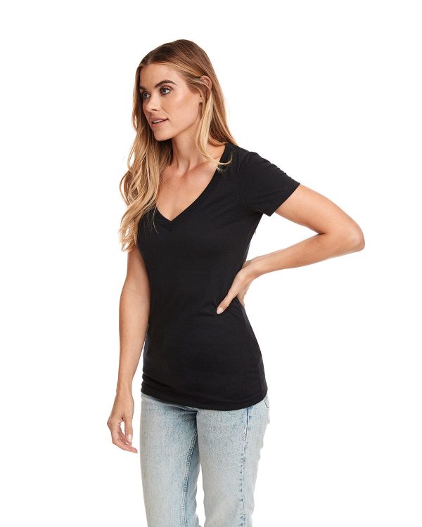 Next Level Ladies CVC Deep V-Neck Tee | Black on Sale - Image 3