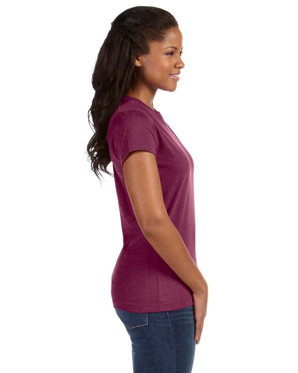LAT Ladies Fine Jersey Longer Length T-Shirt | Vintage Burgundy For Sale - Image 3