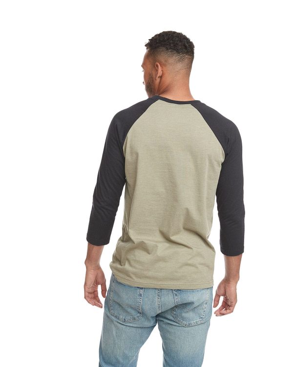 Next Level Unisex CVC 3 4 Sleeve Raglan Baseball T-Shirt | Black  Olive For Cheap - Image 2