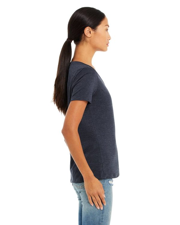 Bella+Canvas Ladies Missy V-Neck T-Shirt | Heather Navy For Sale - Image 3