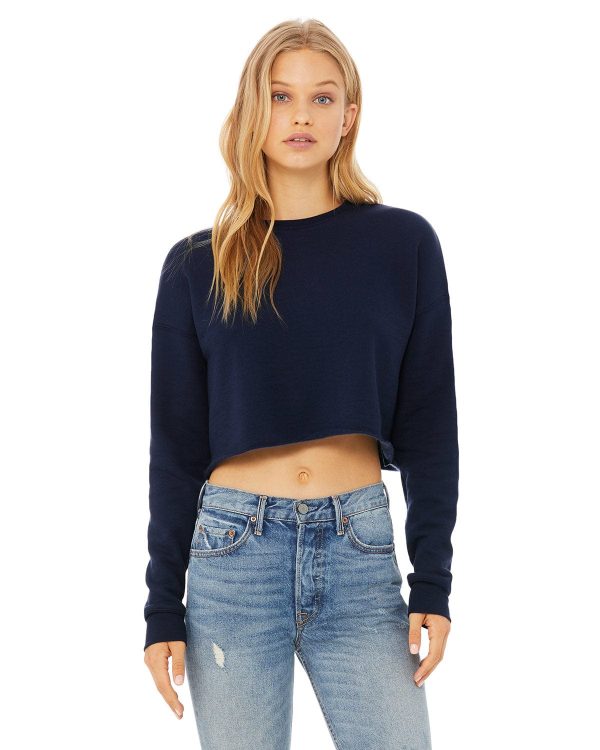 Bella+Canvas Ladies Cropped Fleece Crew | Navy Cheap