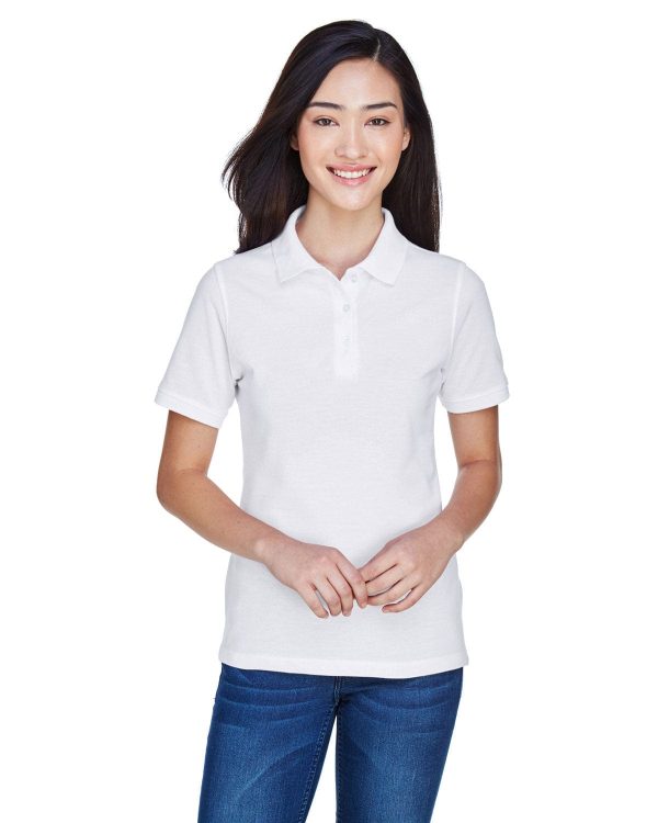 Harriton Ladies Easy Blend Polo Shirt | White Hot on Sale
