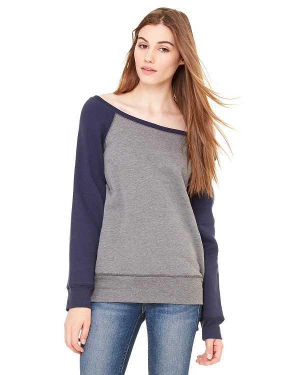 Bella+Canvas Ladies Triblend Sponge Fleece Wide Neck Sweatshirt | Dp Heather  Navy Discount