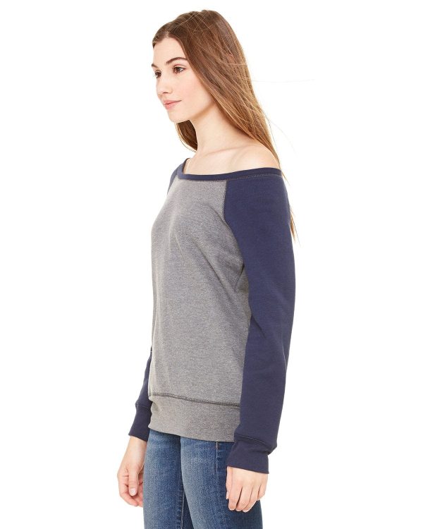 Bella+Canvas Ladies Triblend Sponge Fleece Wide Neck Sweatshirt | Dp Heather  Navy Discount - Image 3