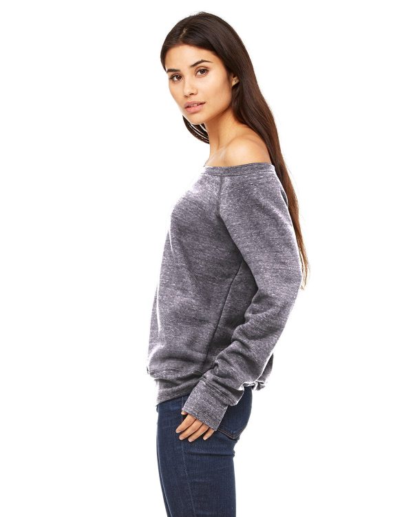 Bella+Canvas Ladies Triblend Sponge Fleece Wide Neck Sweatshirt | Grey Acid Fleece For Cheap - Image 3