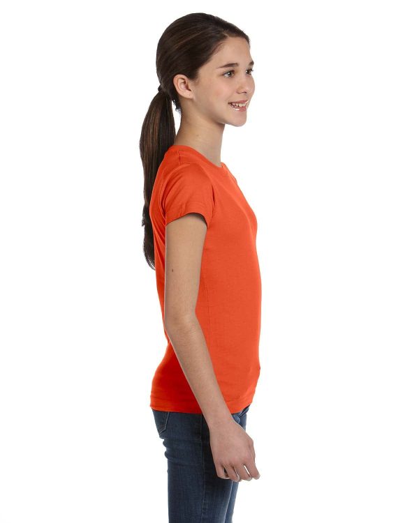 LAT Girls Fine Jersey T-Shirt | Orange For Sale - Image 3
