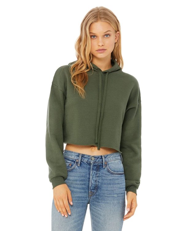 Bella+Canvas Ladies Cropped Fleece Hoodie | Military Green Cheap