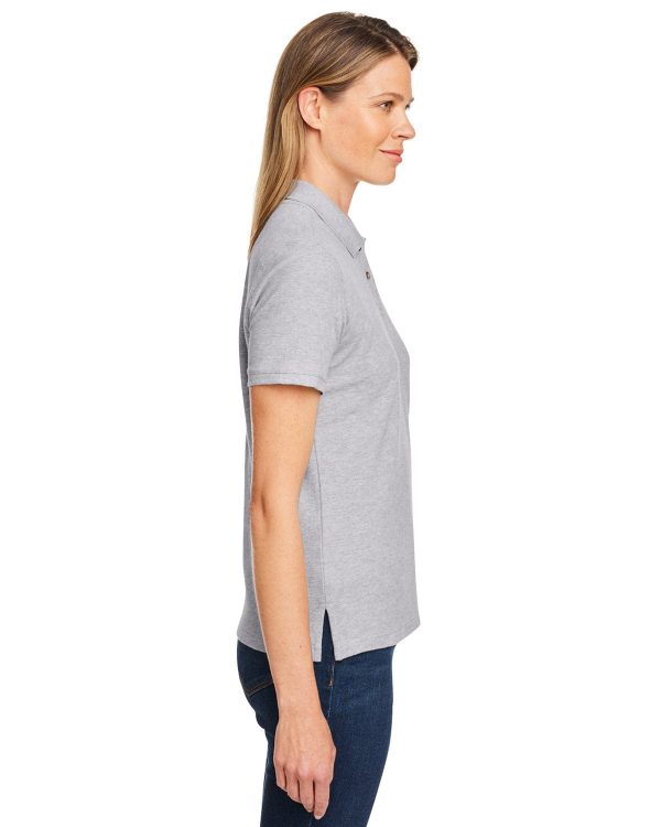 Harriton Ladies Cotton Pique Polo Shirt | Grey Heather Supply - Image 3