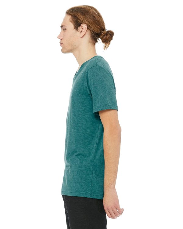 Bella+Canvas Unisex Triblend Short Sleeve V-Neck T-Shirt | Teal Triblend For Discount - Image 3