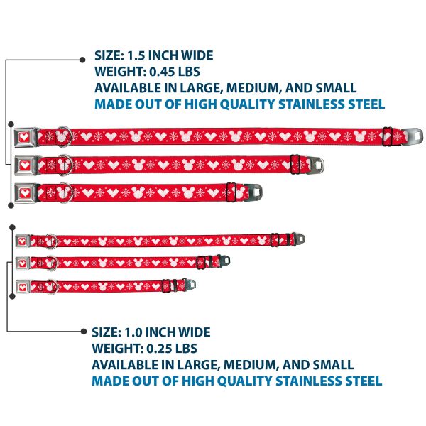 Disney Holiday Mickey Mouse Heart Sweater Stitch Full Color Red White Seatbelt Buckle Collar - Disney Holiday Mickey Mouse Heart Sweater Stitch Red White For Cheap - Image 3