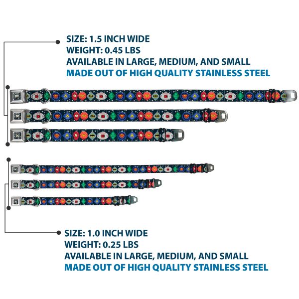 DC Comics Holiday Logo Full Color Black White Seatbelt Buckle Collar - DC Comics Justice League Holiday Ornament Icons and Stars Cheap - Image 3