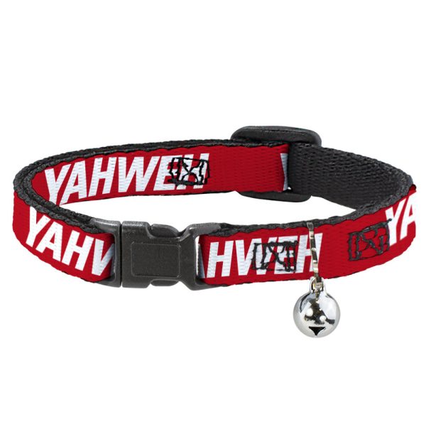 Cat Collar Breakaway with Bell - YAHWEH Text Red White Online Hot Sale